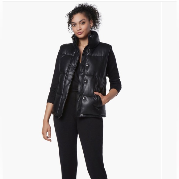NWT! Marc New York Performance by Andrew Marc PUFFER VEST Faux Leather black new - Picture 8 of 15